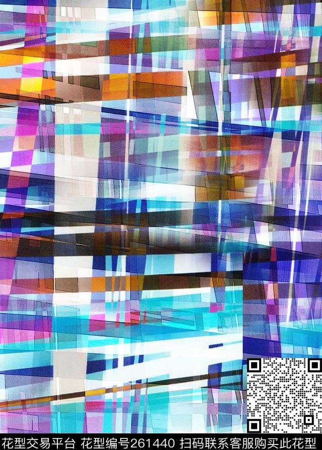 抽象条纹格子数码印花华亿平台下载（图片编号: 261440） - 瓦栏（Walan）
