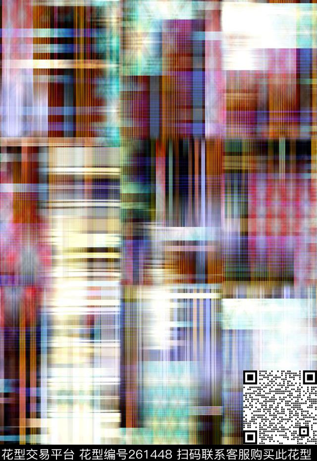抽象格子梦幻数码印花华亿平台下载（图片编号: 261448） - 瓦栏（Walan）