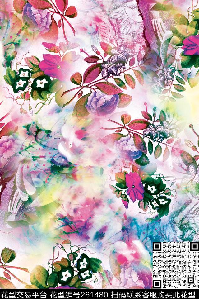 花卉数码炫彩数码印花华亿平台下载（图片编号: 261480） - 瓦栏（Walan）