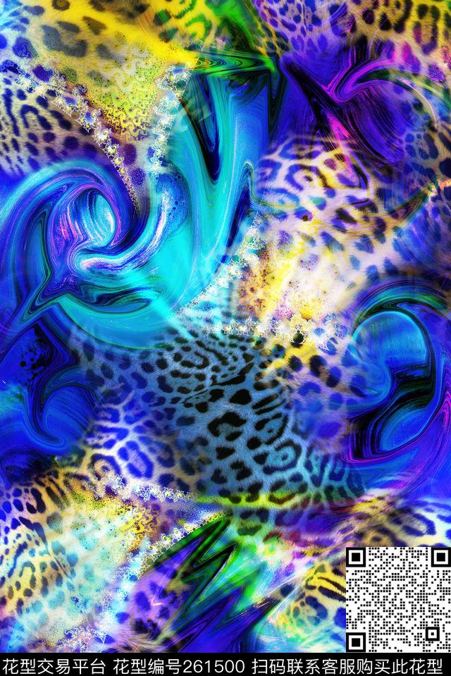 抽象豹纹个性数码印花华亿平台下载（图片编号: 261500） - 瓦栏（Walan）