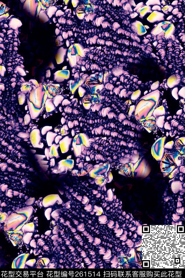 几何肌理拼贴抽象黑底紫色科技感细胞感悟抽象数码印花华亿平台下载（图片编号: 261514） - 瓦栏（Walan）