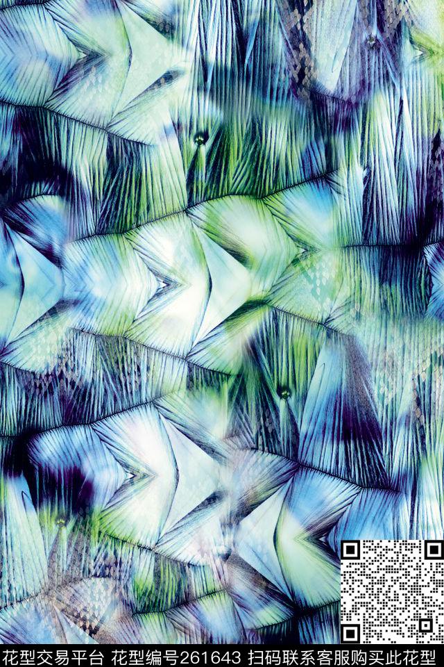 几何肌理褶皱数码服装感悟抽象数码印花华亿平台下载（图片编号: 261643） - 瓦栏（Walan）