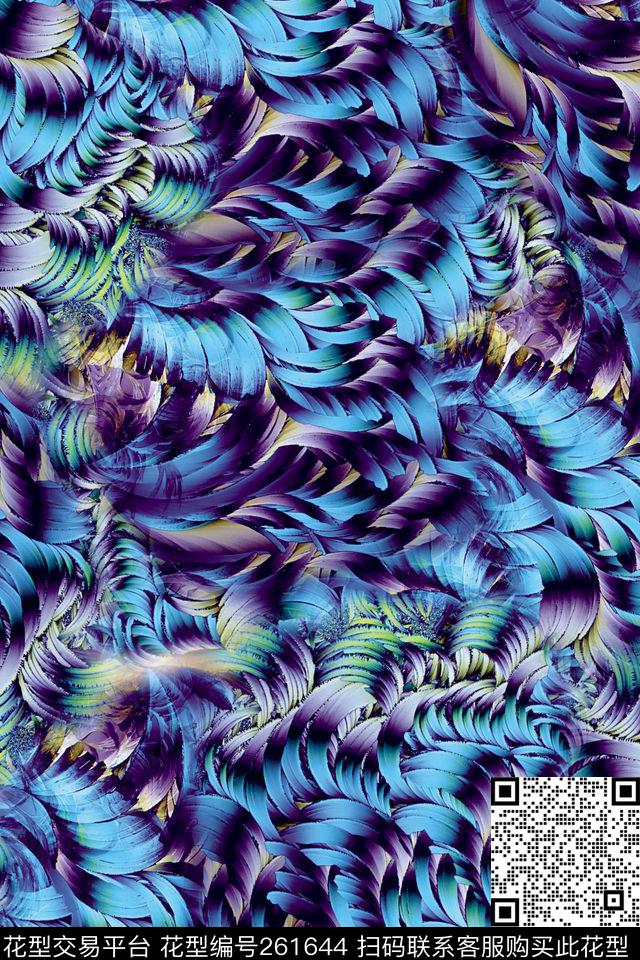 渐变羽毛华丽肌理数码服装感悟抽象数码印花华亿平台下载（图片编号: 261644） - 瓦栏（Walan）