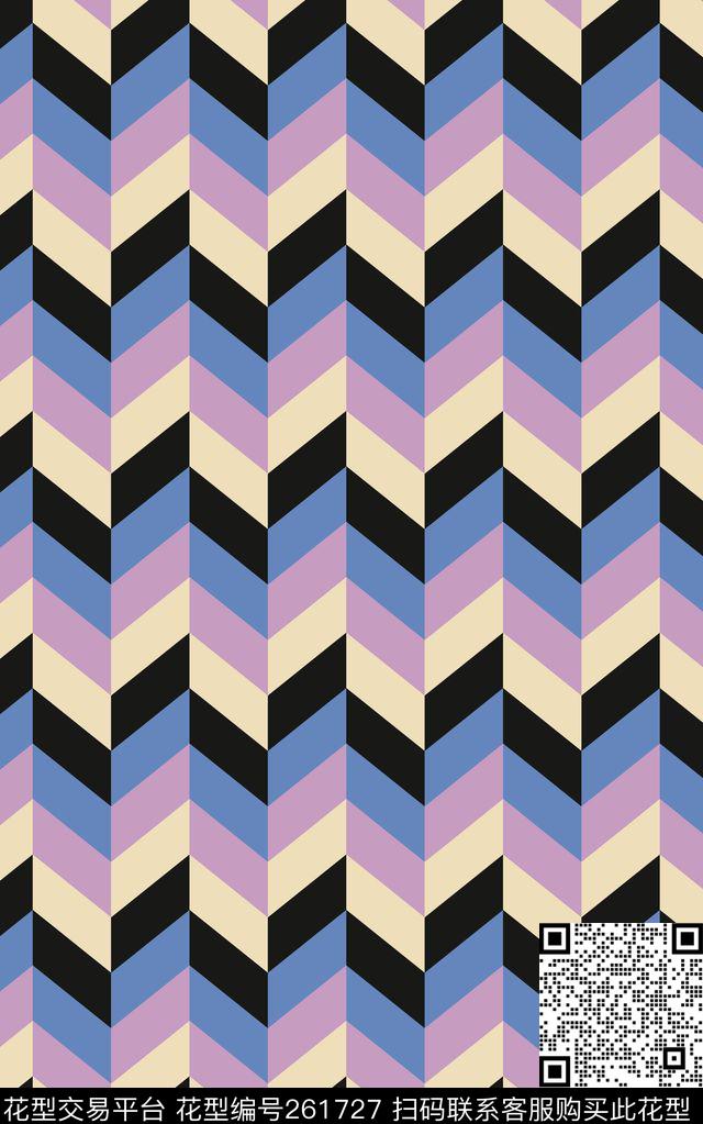 条纹格子几何数码印花华亿平台下载（图片编号: 261727） - 瓦栏（Walan）