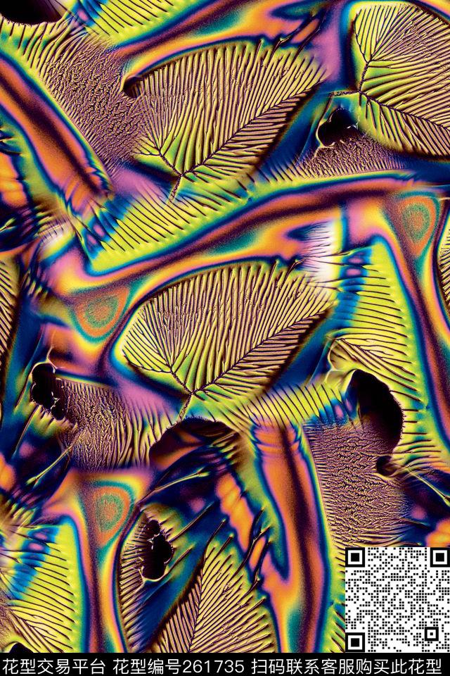 抽象叶子纹理数码印花华亿平台下载（图片编号: 261735） - 瓦栏（Walan）