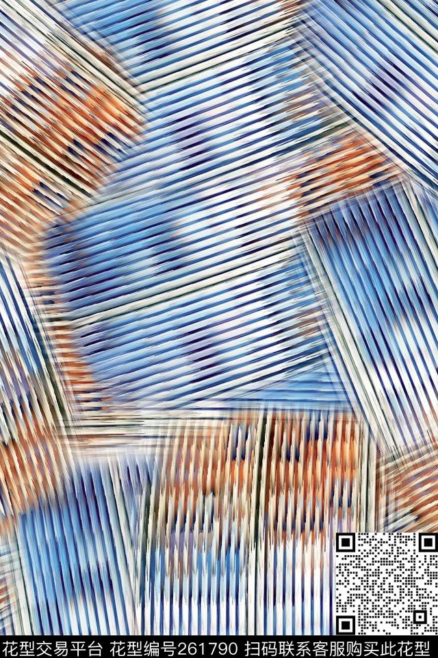 抽象条纹复古数码印花华亿平台下载（图片编号: 261790） - 瓦栏（Walan）