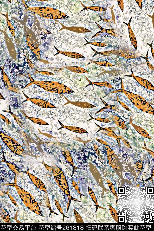 鱼海底动物数码印花华亿平台下载（图片编号: 261818） - 瓦栏（Walan）