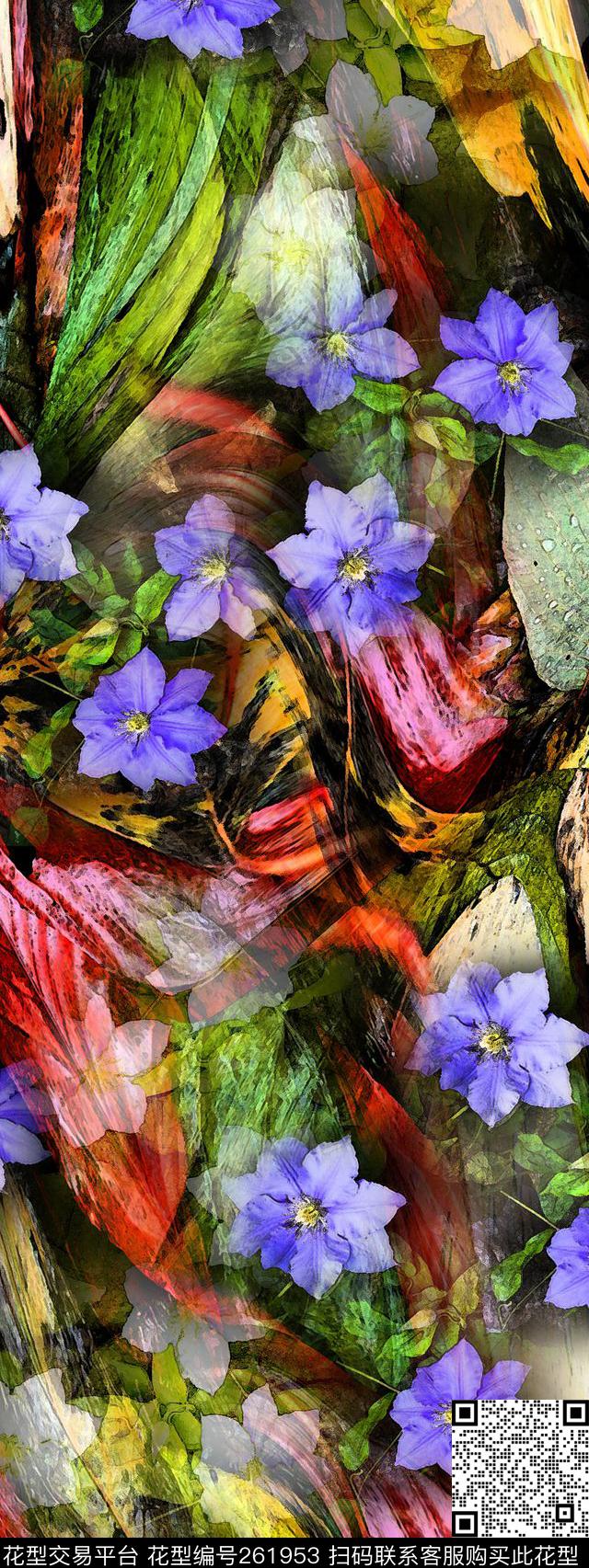花卉植物迷幻数码印花华亿平台下载（图片编号: 261953） - 瓦栏（Walan）