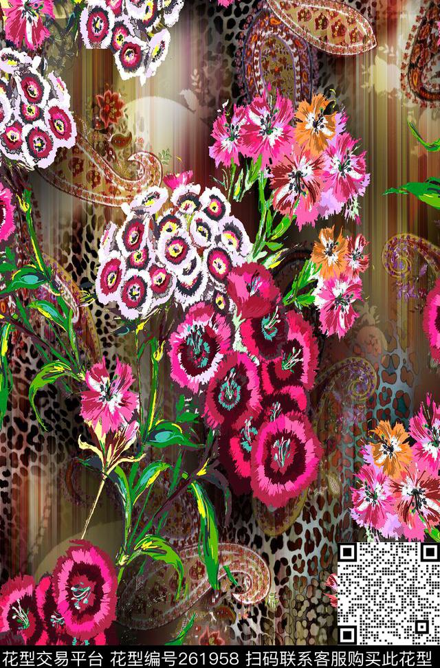 花卉佩兹利动物纹数码印花华亿平台下载（图片编号: 261958） - 瓦栏（Walan）