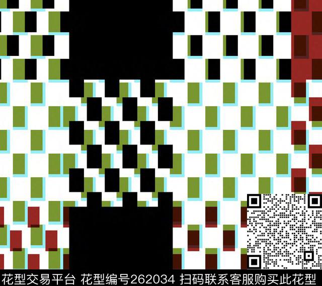 几何格子简约传统印花华亿平台下载（图片编号: 262034） - 瓦栏（Walan）