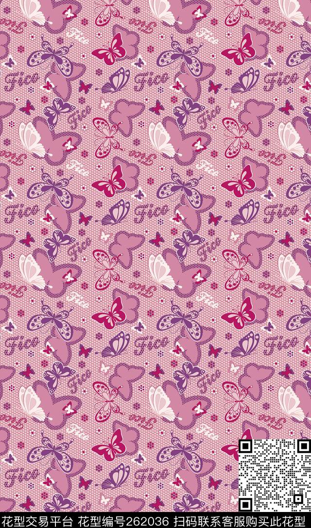 蝴蝶可爱儿童传统印花华亿平台下载（图片编号: 262036） - 瓦栏（Walan）