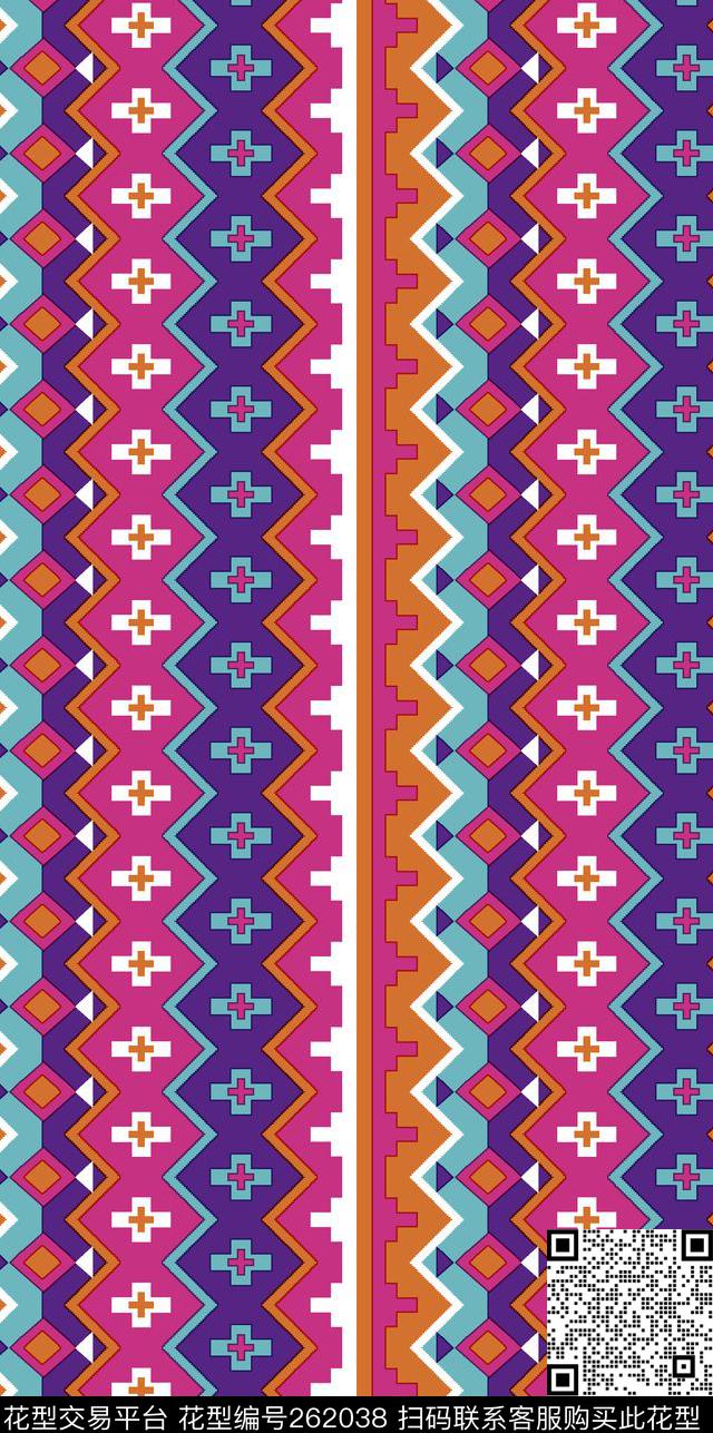 民族几何条纹传统印花华亿平台下载（图片编号: 262038） - 瓦栏（Walan）