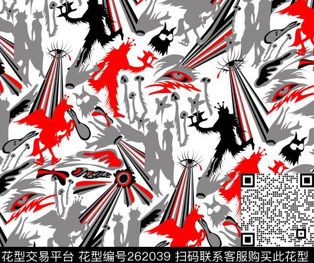 抽象简约人物传统印花华亿平台下载（图片编号: 262039） - 瓦栏（Walan）