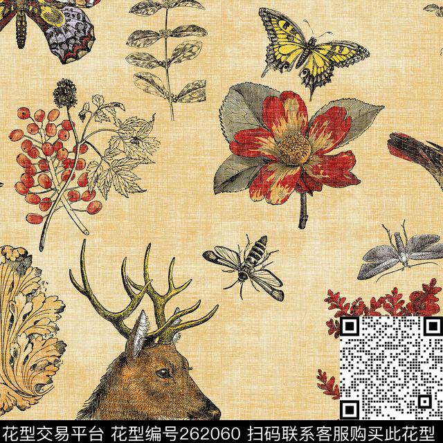 动物场景雅致数码印花华亿平台下载（图片编号: 262060） - 瓦栏（Walan）