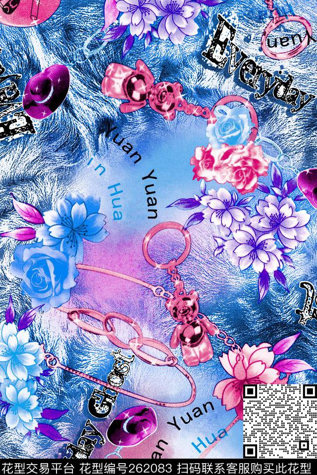 花卉链条金属数码印花华亿平台下载（图片编号: 262083） - 瓦栏（Walan）