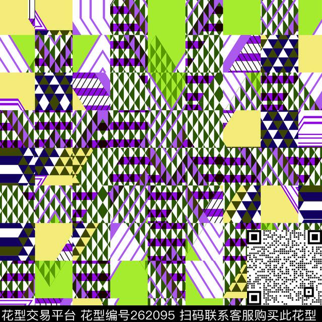 几何格子块面传统印花华亿平台下载（图片编号: 262095） - 瓦栏（Walan）