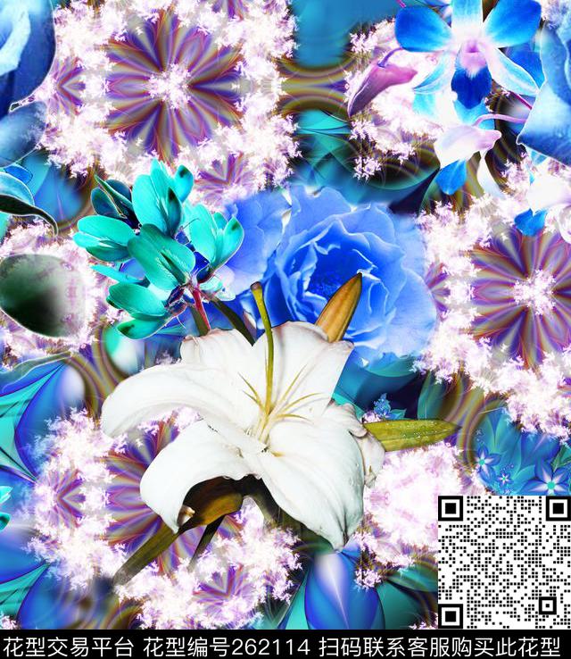 花卉植物数码印花华亿平台下载（图片编号: 262114） - 瓦栏（Walan）