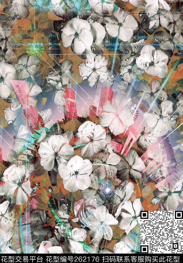 花卉抽象变幻数码印花华亿平台下载（图片编号: 262176） - 瓦栏（Walan）