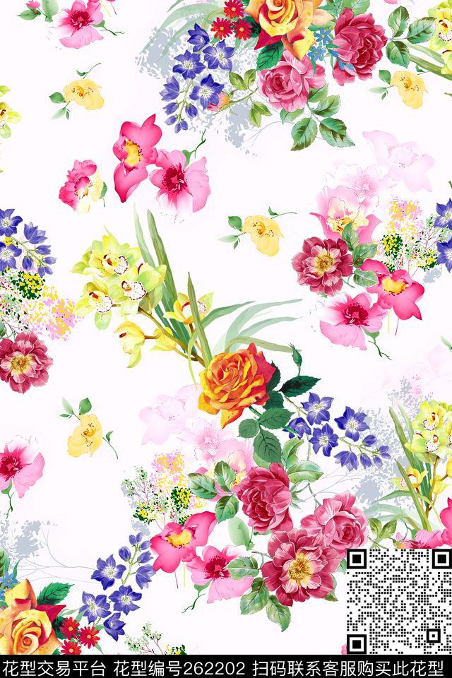 花卉田园清新数码印花华亿平台下载（图片编号: 262202） - 瓦栏（Walan）