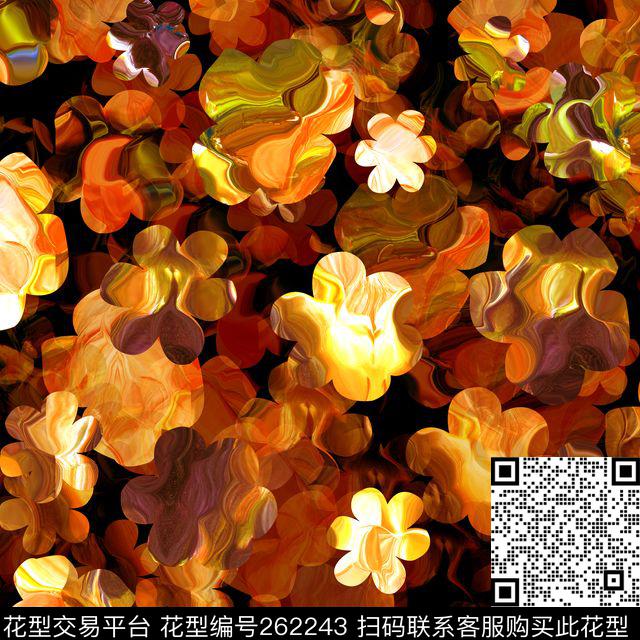 花卉时尚层次数码印花华亿平台下载（图片编号: 262243） - 瓦栏（Walan）