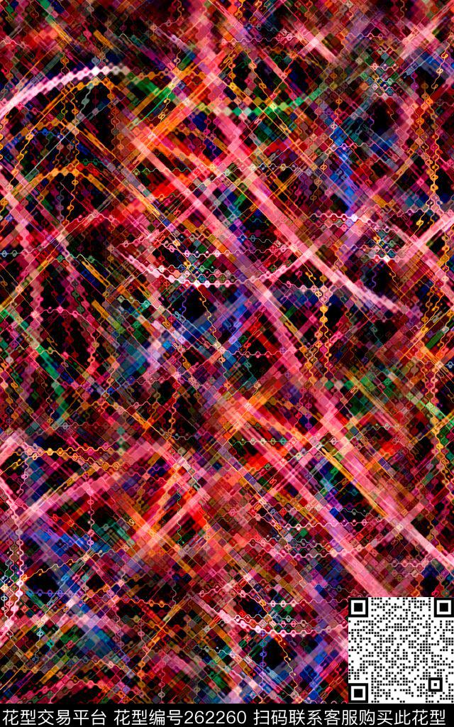 格子曲线肌理数码印花华亿平台下载（图片编号: 262260） - 瓦栏（Walan）