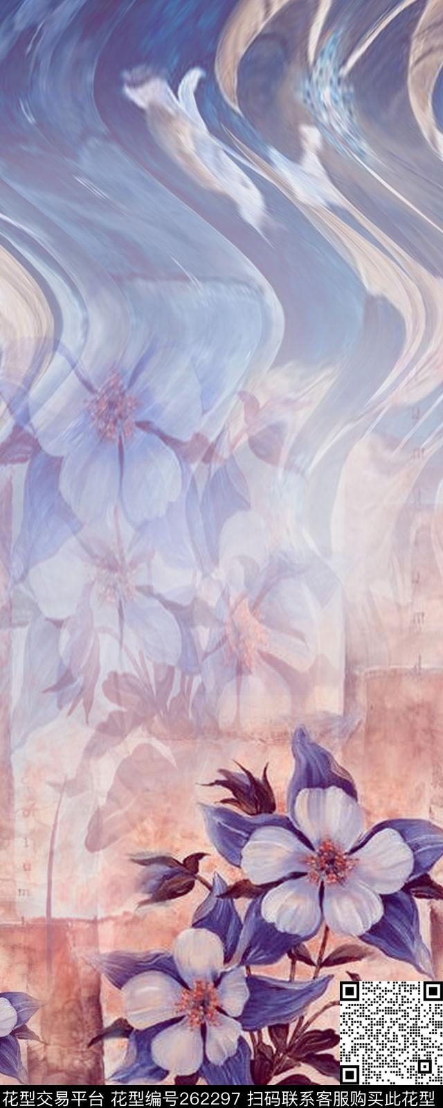 花卉定位肌理数码印花华亿平台下载（图片编号: 262297） - 瓦栏（Walan）