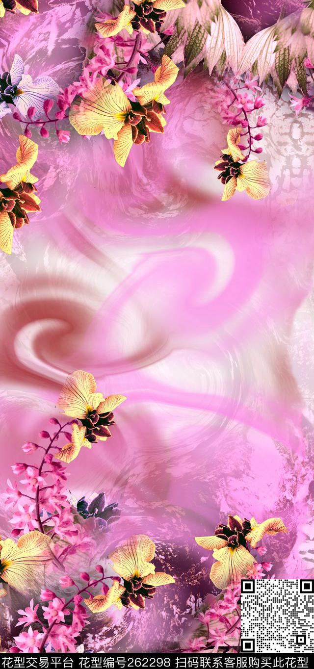 花卉植物舞动数码印花华亿平台下载（图片编号: 262298） - 瓦栏（Walan）