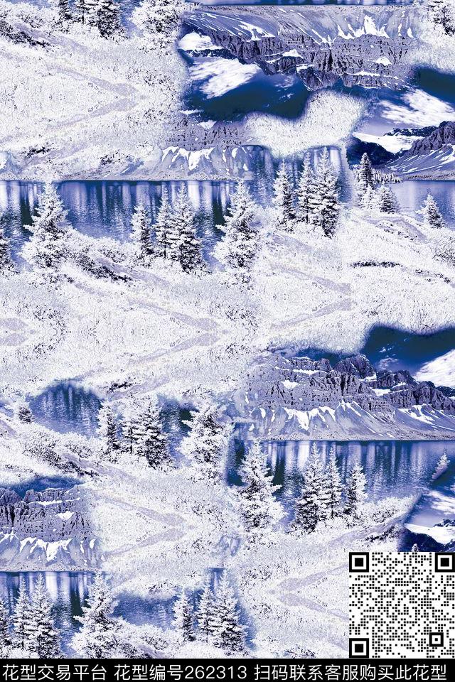 雪景冰川感悟抽象数码印花华亿平台下载（图片编号: 262313） - 瓦栏（Walan）