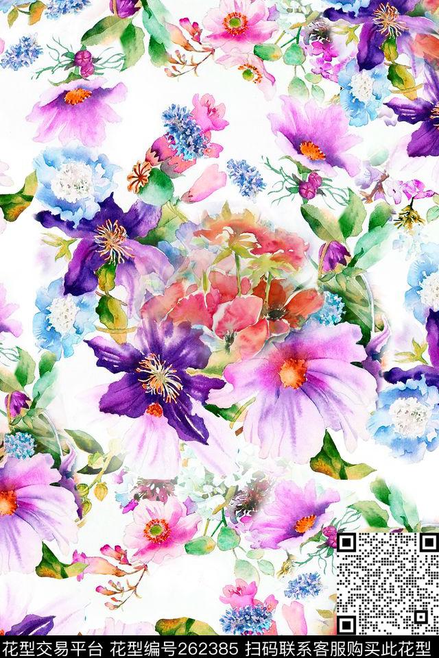 花卉植物满地数码印花华亿平台下载（图片编号: 262385） - 瓦栏（Walan）