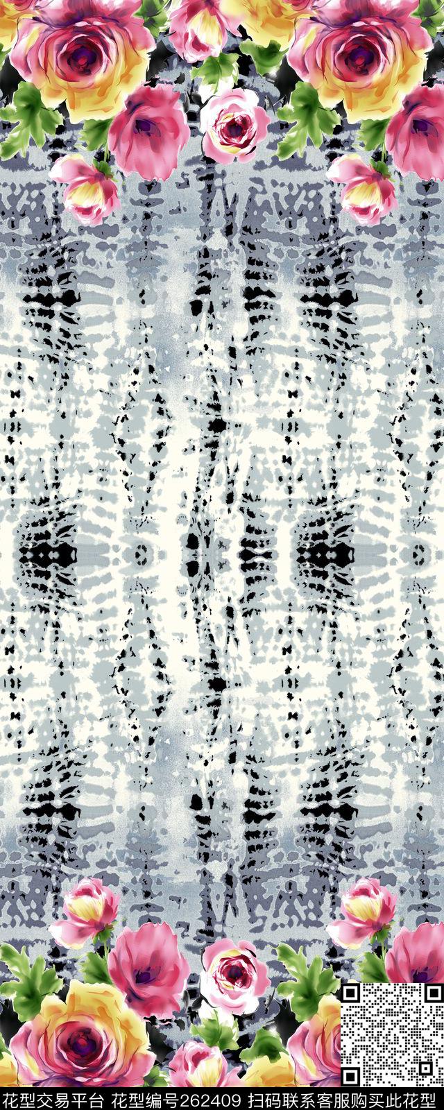花卉植物定位传统印花华亿平台下载（图片编号: 262409） - 瓦栏（Walan）