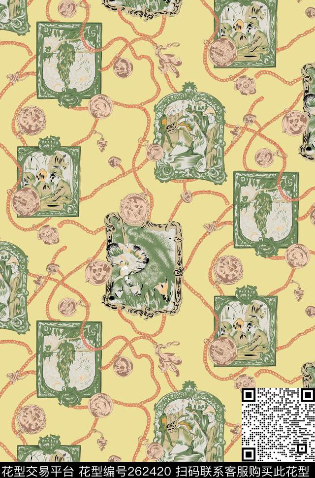 动物链条传统印花华亿平台下载（图片编号: 262420） - 瓦栏（Walan）