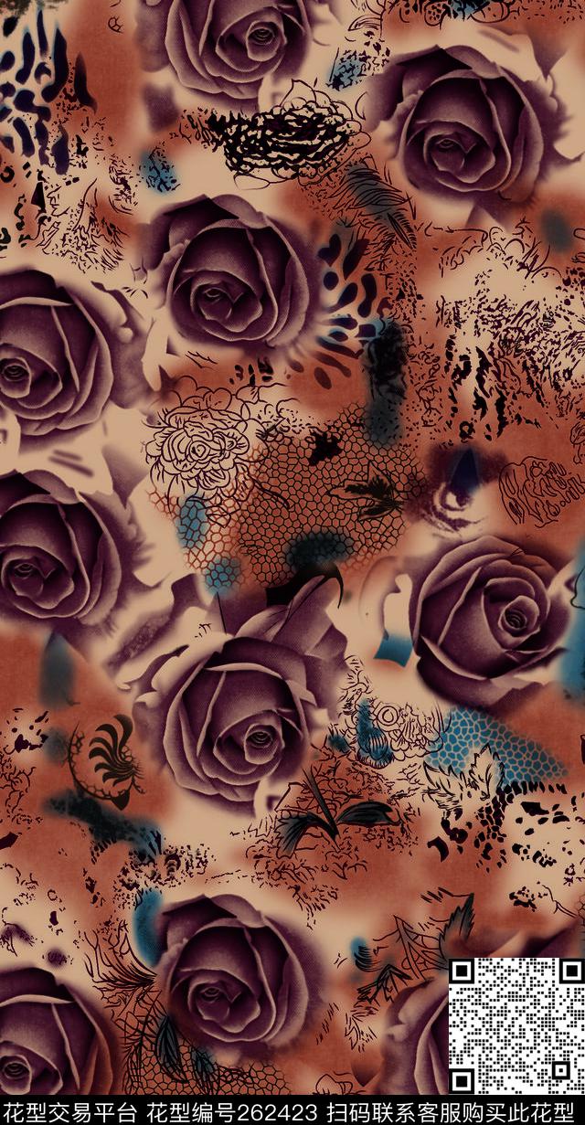 花卉豹纹高贵传统印花华亿平台下载（图片编号: 262423） - 瓦栏（Walan）