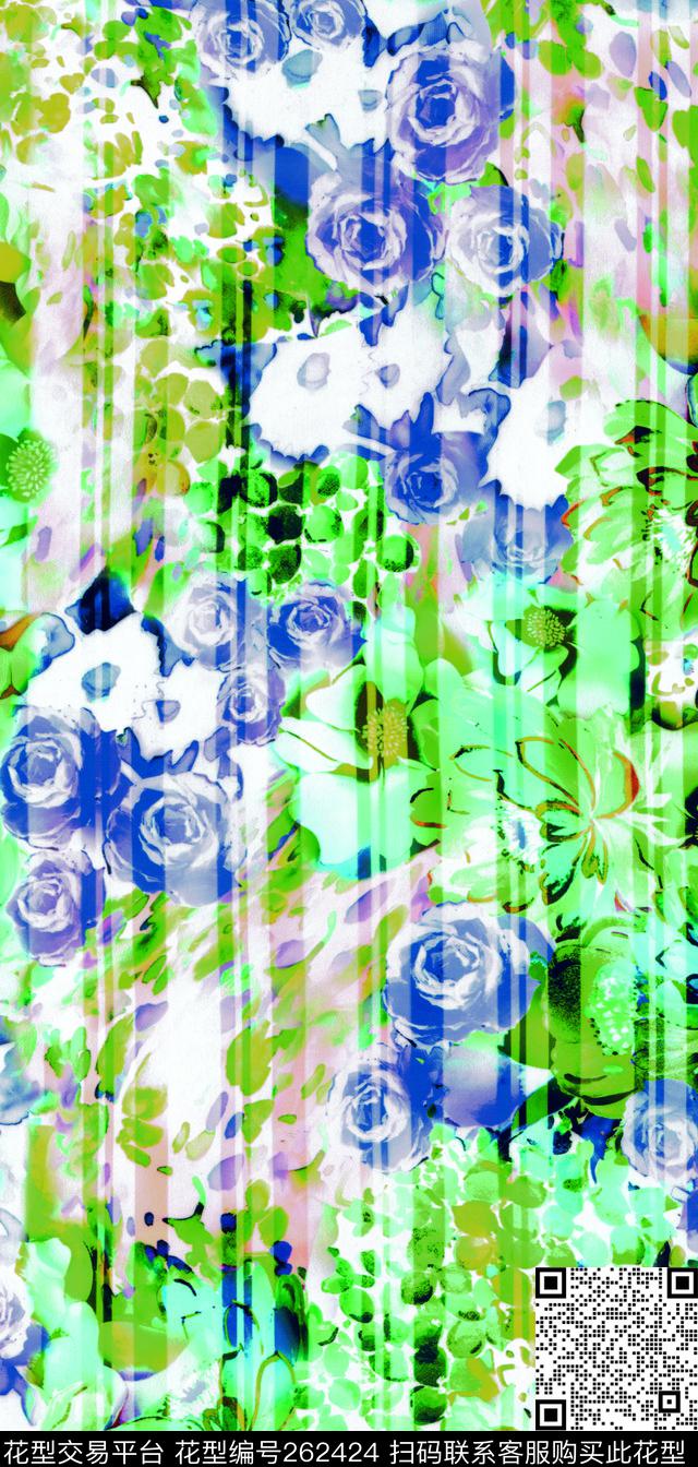 朦胧花卉晕染数码印花华亿平台下载（图片编号: 262424） - 瓦栏（Walan）