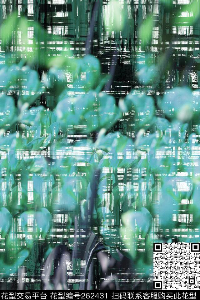 抽象花卉笔触数码印花华亿平台下载（图片编号: 262431） - 瓦栏（Walan）
