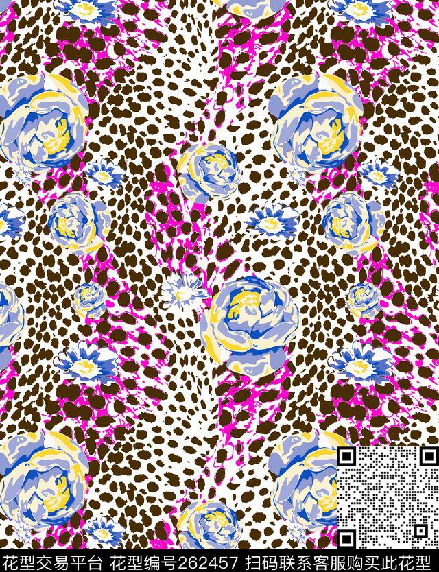 花卉斑纹豹纹传统印花华亿平台下载（图片编号: 262457） - 瓦栏（Walan）