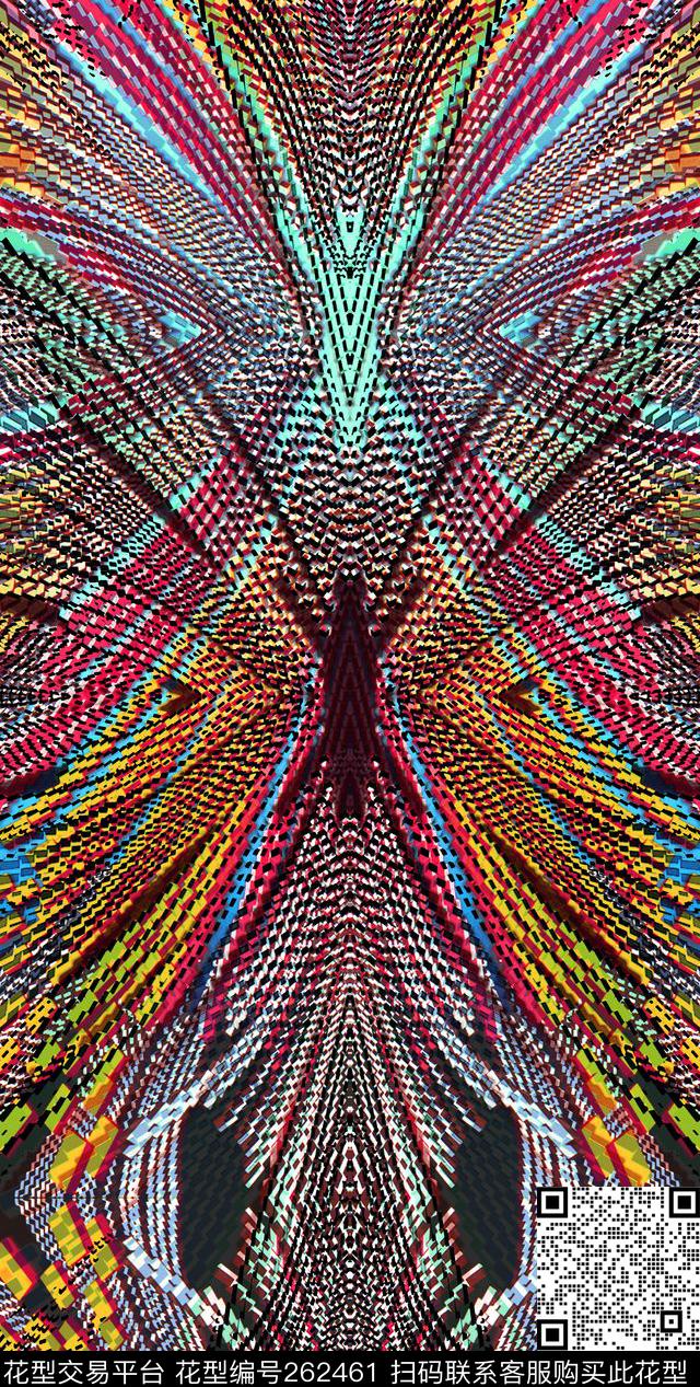 几何曲线对称数码印花华亿平台下载（图片编号: 262461） - 瓦栏（Walan）