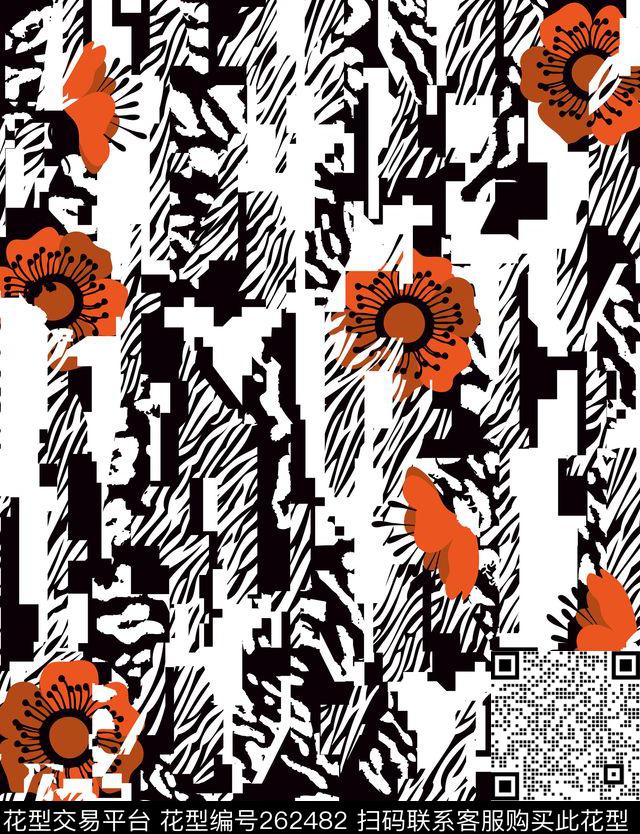 花卉条纹肌理传统印花华亿平台下载（图片编号: 262482） - 瓦栏（Walan）