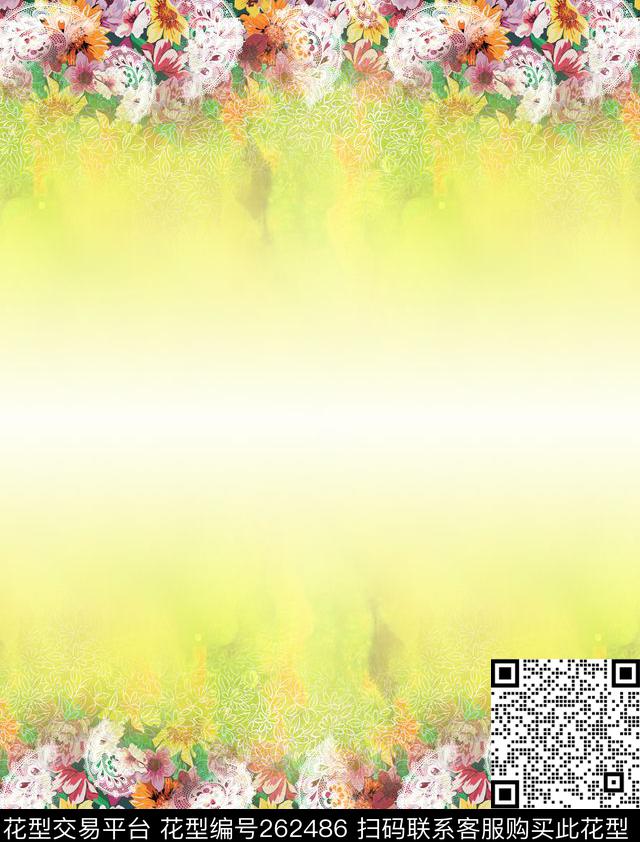 花卉定位对称传统印花华亿平台下载（图片编号: 262486） - 瓦栏（Walan）