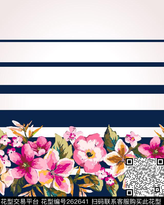 花卉植物横条数码印花华亿平台下载（图片编号: 262641） - 瓦栏（Walan）