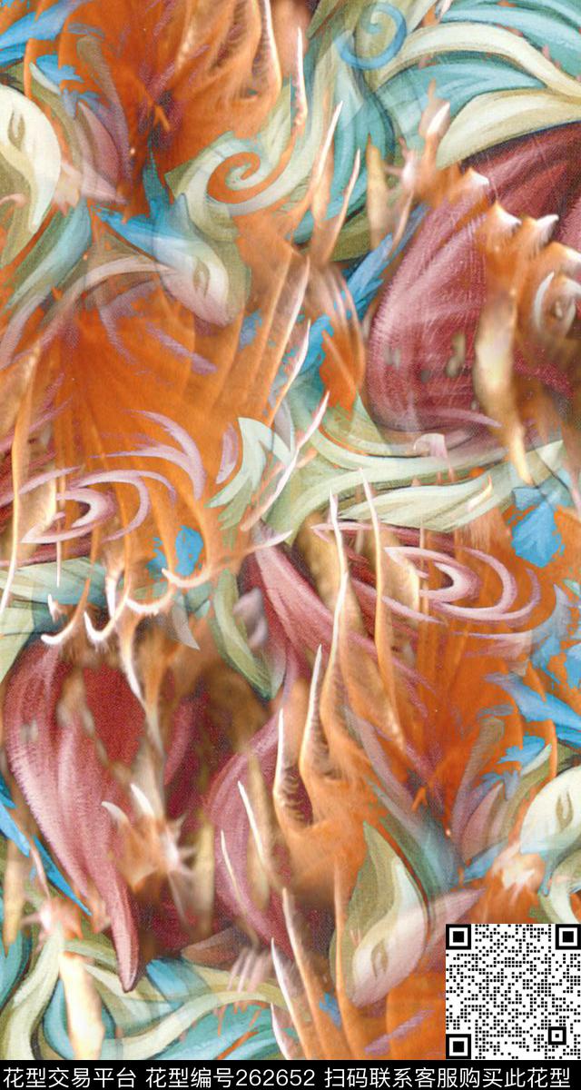 曲线肌理舞动数码印花华亿平台下载（图片编号: 262652） - 瓦栏（Walan）