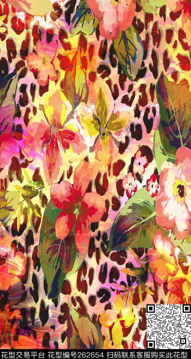 花卉动物纹写意数码印花华亿平台下载（图片编号: 262654） - 瓦栏（Walan）