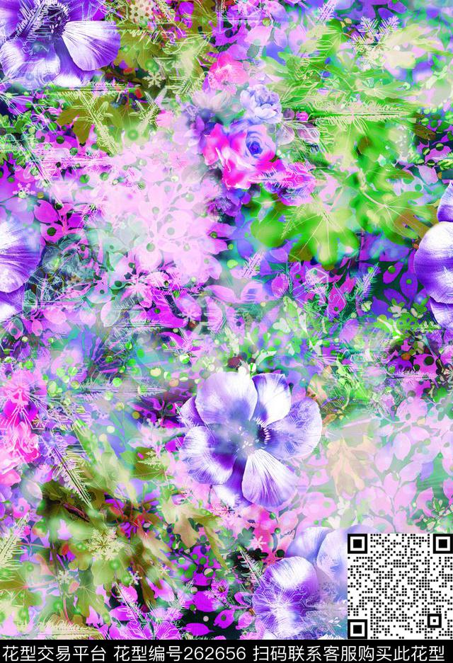 潘神花卉类数码印花华亿平台下载（图片编号: 262656） - 瓦栏（Walan）