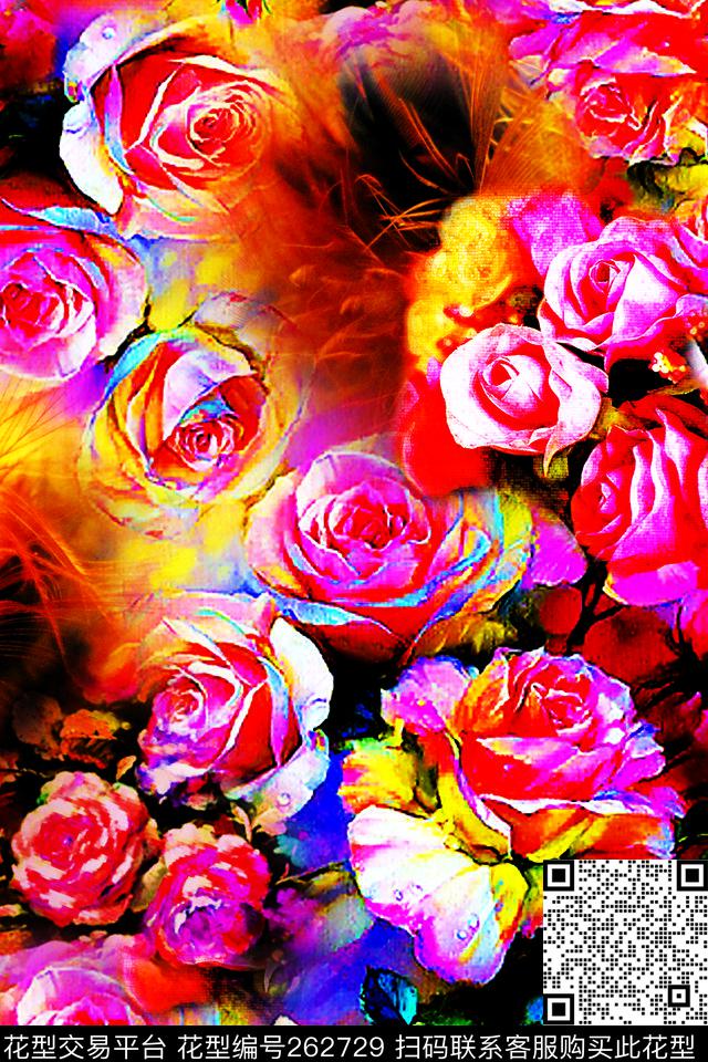 花卉羽毛写实数码印花华亿平台下载（图片编号: 262729） - 瓦栏（Walan）