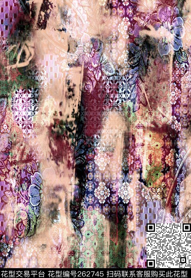 水墨肌理斑纹数码印花华亿平台下载（图片编号: 262745） - 瓦栏（Walan）