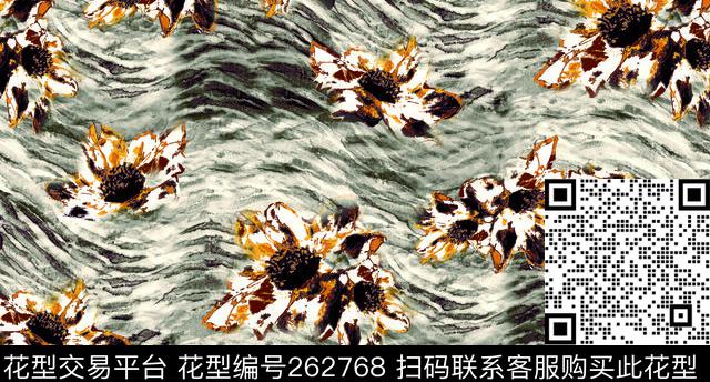 流动花卉曲线传统印花华亿平台下载（图片编号: 262768） - 瓦栏（Walan）