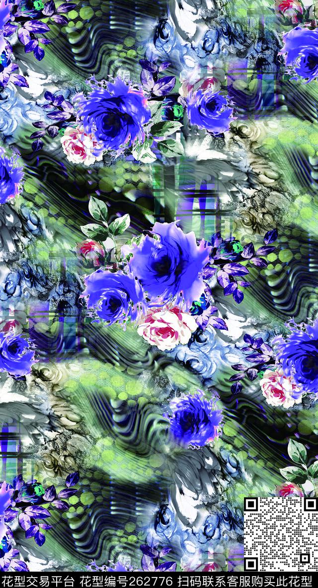 花卉纹理条纹数码印花华亿平台下载（图片编号: 262776） - 瓦栏（Walan）