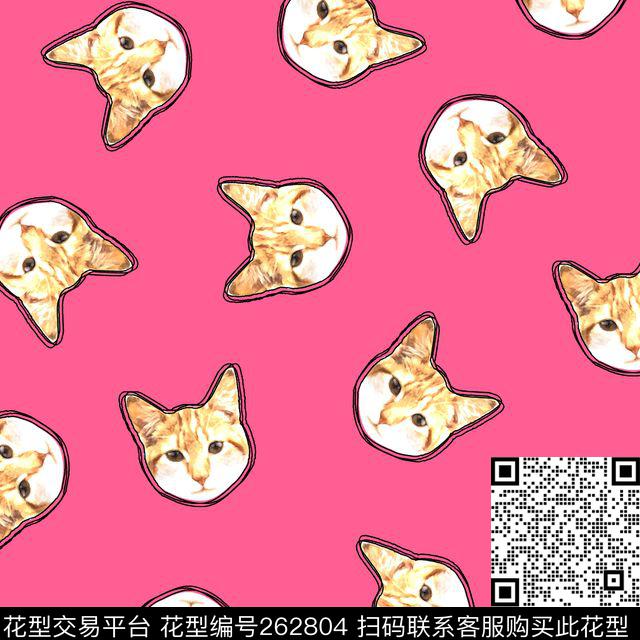 猫头卡通可爱传统印花华亿平台下载（图片编号: 262804） - 瓦栏（Walan）