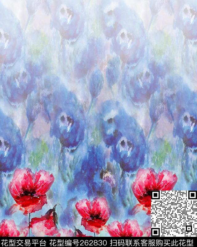 花卉定位唯美数码印花华亿平台下载（图片编号: 262830） - 瓦栏（Walan）