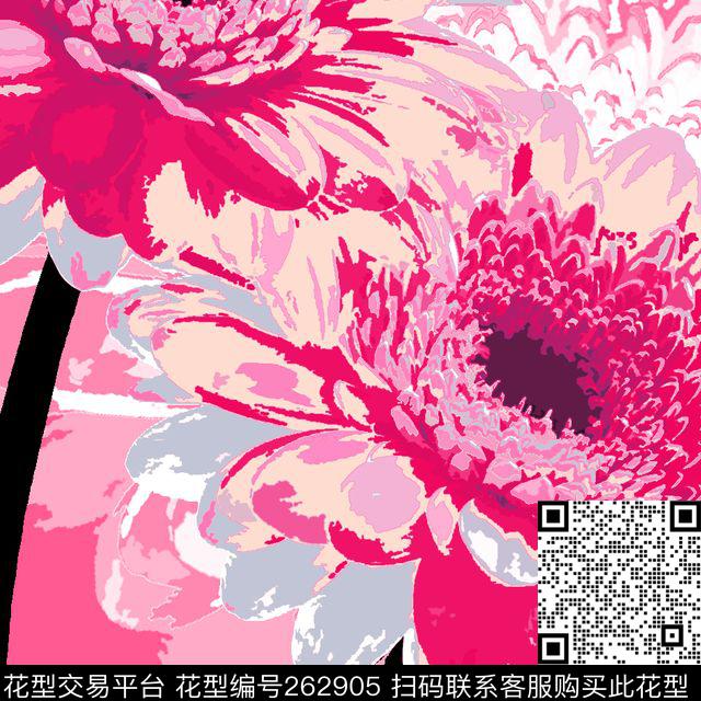 装饰花卉独副数码印花华亿平台下载（图片编号: 262905） - 瓦栏（Walan）