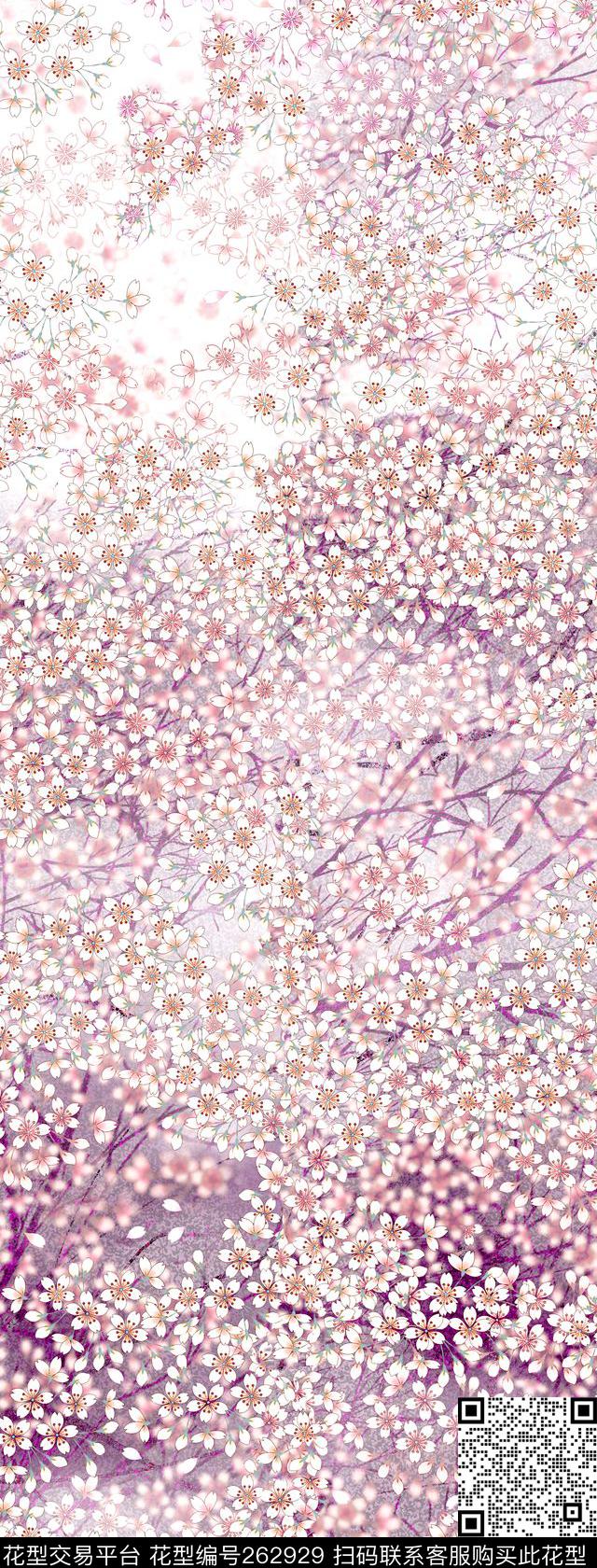 樱花定位满版数码印花华亿平台下载（图片编号: 262929） - 瓦栏（Walan）